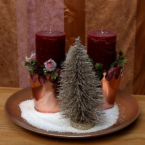 Floristik24 Ozdobne drzewo błyszczące jasnozłote W14cm 4szt