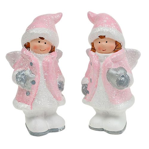 Floristik24 Figurka dekoracyjna aniołek dziewczynka jasnoróżowy 11cm 2szt.