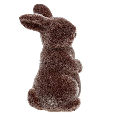 Floristik24 Figurka dekoracyjna króliczek flokowany 7cm brązowy 1szt.
