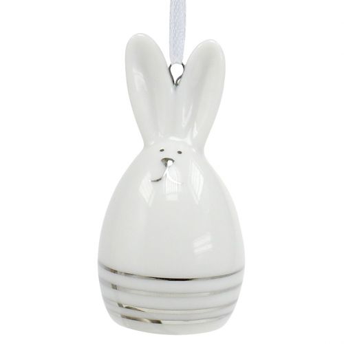 Produkt Figurka dekoracyjna króliczek do powieszenia biała, srebrna 6szt.