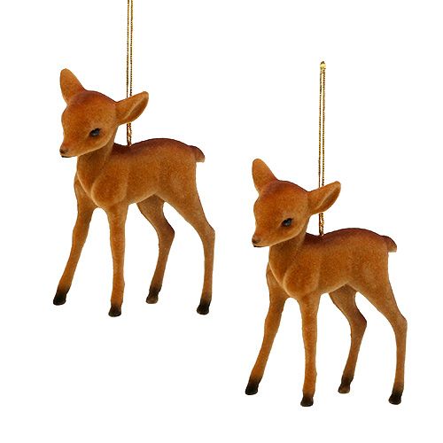 Produkt Figurka dekoracyjna renifer młody brązowy 7,5cm flokowana 2 szt