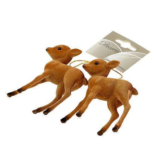 Produkt Figurka dekoracyjna renifer młody brązowy 7,5cm flokowana 2 szt