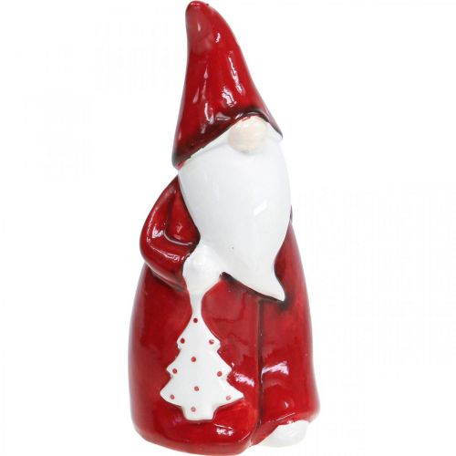 Floristik24 Figurka Świętego Mikołaja Czerwona, Biała Ceramiczna W20cm
