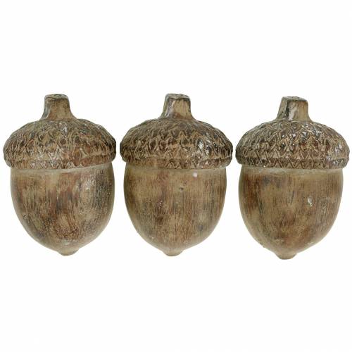 Floristik24 Figurka dekoracyjna żołądź brązowa 11cm x 8cm x 7cm 3szt.