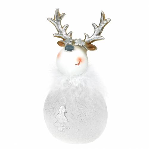 Floristik24 Figura dekoracyjna jeleń biała 17cm