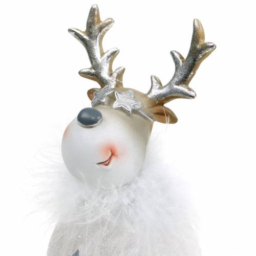 Floristik24 Figura dekoracyjna jeleń biała 17cm