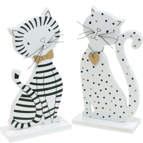 Floristik24 Deco rysunek kota, dekoracja sklepu, figurki kota, dekoracja drewniana 2szt