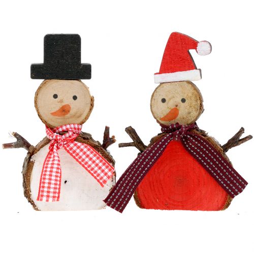 Figurka dekoracyjna bałwanek drewniany 10cm 9 szt.