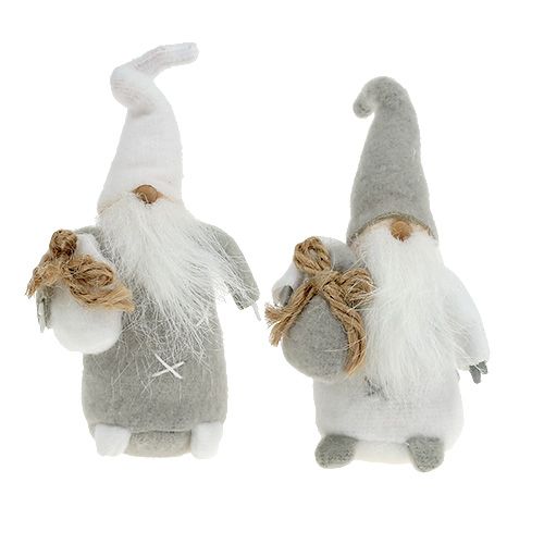 Figurka dekoracyjna Święty Mikołaj 13cm szara, biała 2szt.