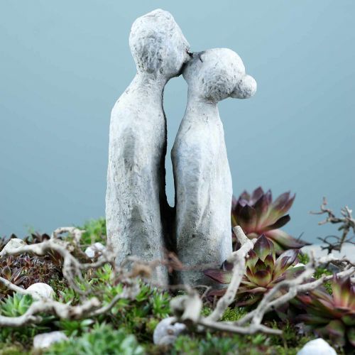 Floristik24 Figurka dekoracyjna Całująca się para Kamień odlewany szary 10×8cm H28cm