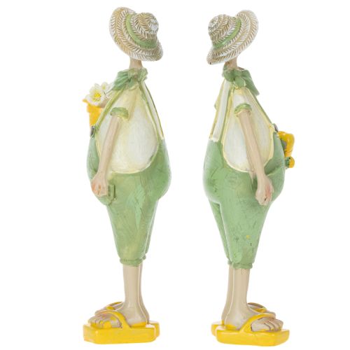 Dekoracyjne figurki ogrodników, dekoracja stołu, lato, zielono-żółte, 16,5 x 5,5 cm, 2 sztuki | Floristik24.pl