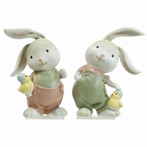 Floristik24 Deco figurki deco królik królik dzieci z pisklętami wys.11cm 2szt