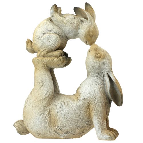 Floristik24 Figury dekoracyjne mama-królik z dzieckiem-królikiem szaro-brązowym wys. 35cm
