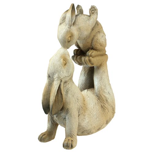 Floristik24 Figury dekoracyjne mama-królik z dzieckiem-królikiem szaro-brązowym wys. 35cm