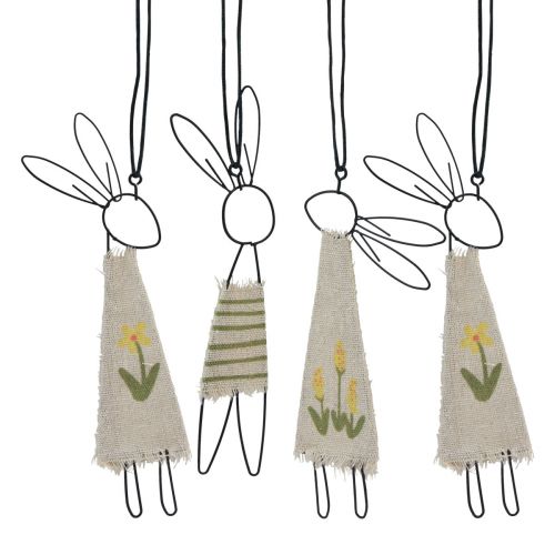 Floristik24 Figurki dekoracyjne królik metalowy wieszak czarny naturalny 19cm 4 szt