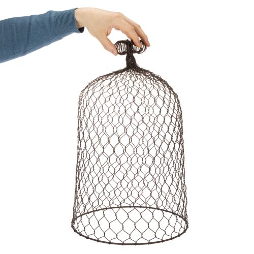 Dekoracyjny dzwonek metalowy, pomoc do wspinaczki, osłona z drutu, brązowy, wykończenie rdzawe, wys. 50/41 cm, Ø 30/25 cm, zestaw 2 szt. | Floristik24.pl