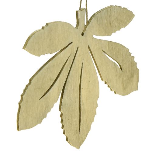 Produkt Wieszak dekoracyjny drewno jesienne liście zielony naturalny brązowy 12x10cm 12 szt