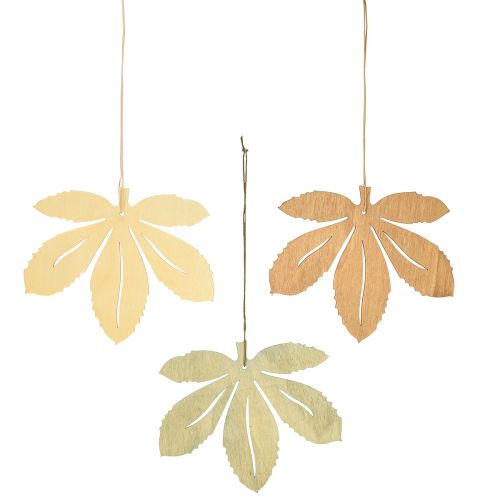 Produkt Wieszak dekoracyjny drewno jesienne liście zielony naturalny brązowy 12x10cm 12 szt