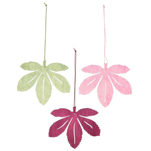 Produkt Wieszak dekoracyjny drewno jesienne liście różowy fioletowy zielony 12x10cm 12 szt