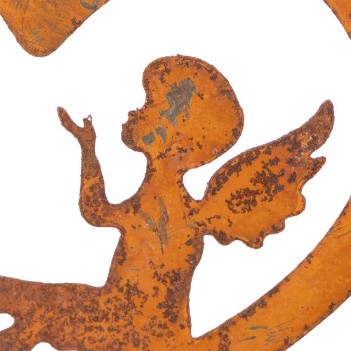 Dekoracyjne metalowe zawieszki, wykończenie w kolorze rdzy, wzór anioła w kształcie serca, Ø15 cm, 6 sztuk | Floristik24.pl