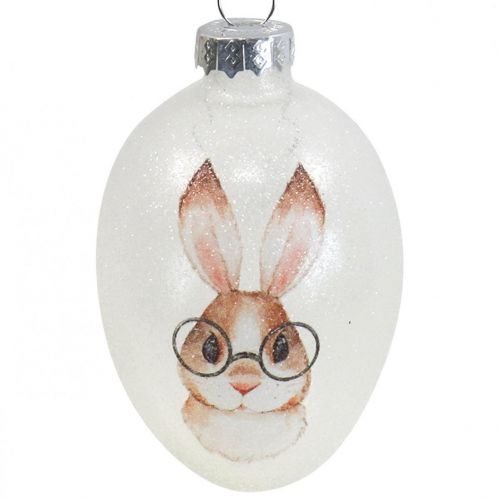 Produkt Deco wieszak szklany deco jajka króliczek z brokatem 5x8cm 6szt