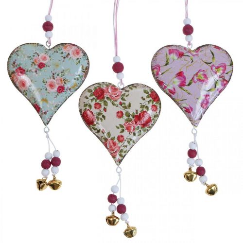 Deco zawieszka serce deco vintage kwiaty zawieszka 8,5x9cm 3szt