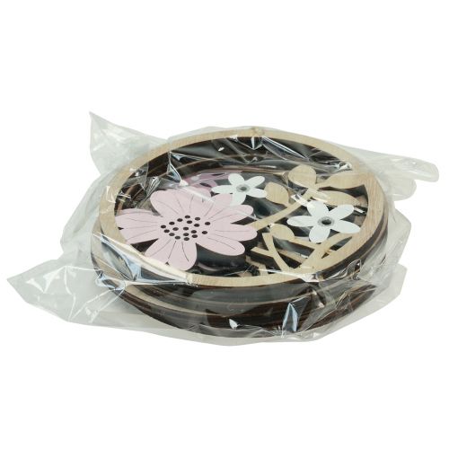Produkt Wieszak dekoracyjny drewno kwiaty naturalny biały fioletowy brokat Ø12cm 6 szt