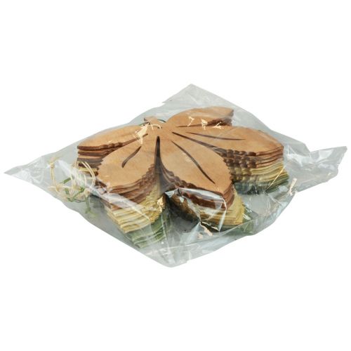 Produkt Wieszak dekoracyjny drewno jesienne liście zielony naturalny brązowy 12x10cm 12 szt