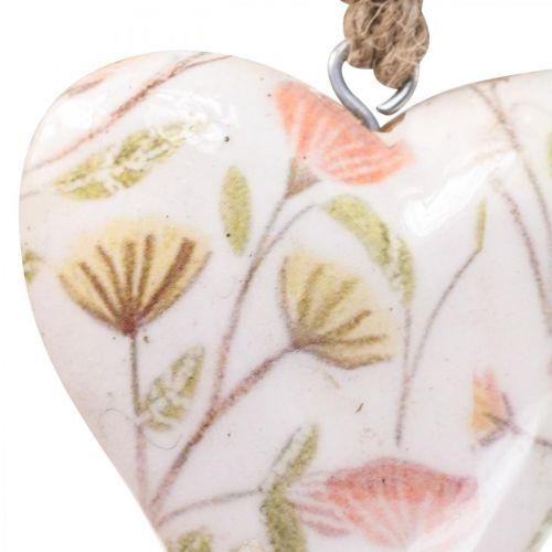 Floristik24 Deco wieszak drewniane serce deco wieszak motyw kwiaty 7x10x2,5cm