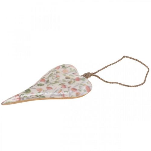 Floristik24 Deco wieszak drewniany serce deco wieszak motyw kwiaty 12x2.5x20xcm
