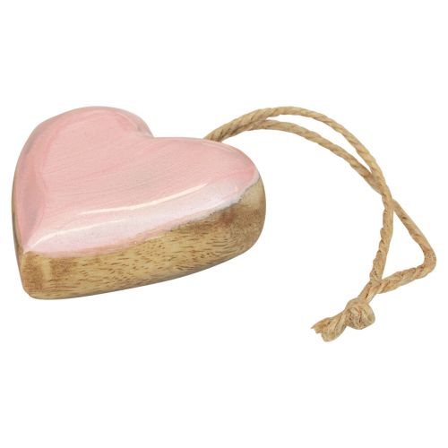 Produkt Wieszak dekoracyjny drewno drewniane serca dekoracja jasnoróżowe błyszczące 6cm 8 szt