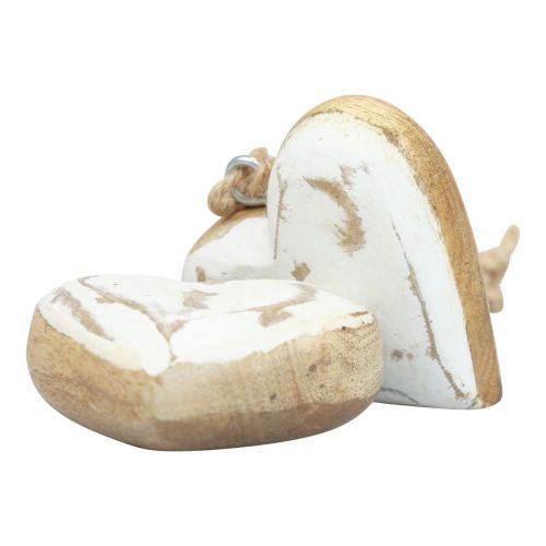 Produkt Wieszaki dekoracyjne drewno drewniane serca naturalne białe złoto vintage 6cm 8 szt