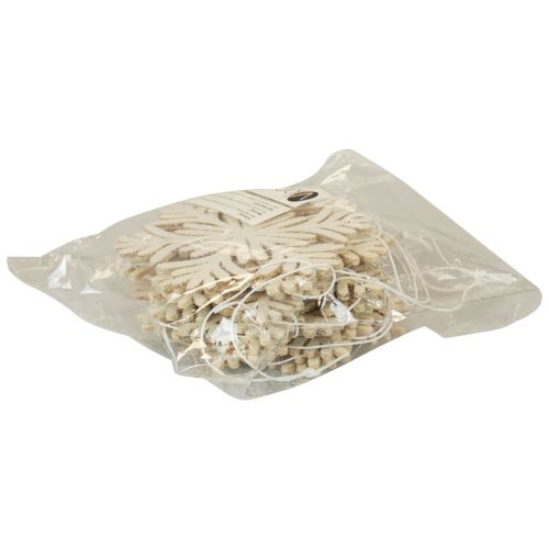 Floristik24 Wieszak Deco drewniane płatki śniegu Deco biały brokat Ø10cm 12szt