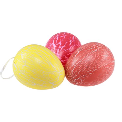 Produkt Wieszak dekoracyjny Pisanki żółty/różowy/czerwony spękanie Ø8,5cm 3 szt