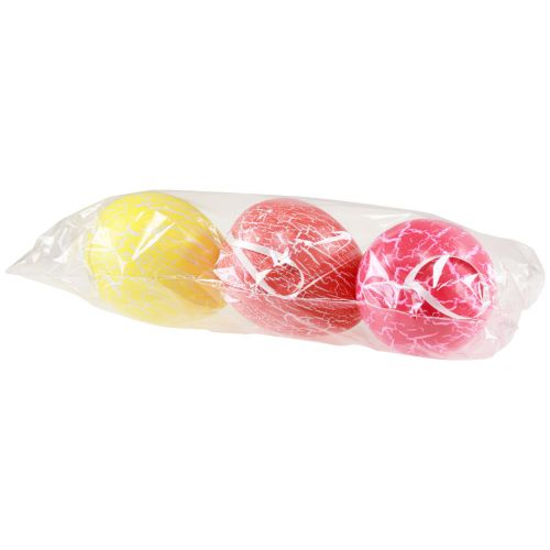 Produkt Wieszak dekoracyjny Pisanki żółty/różowy/czerwony spękanie Ø8,5cm 3 szt