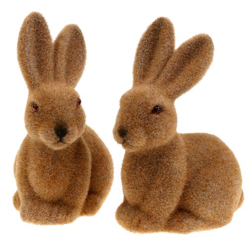 Produkt Dekoracyjny króliczek flokowany brązowy Dekoracja zajączka wielkanocnego 15cm 4 szt