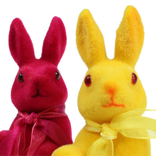 Produkt Deco króliczek siedzący flokowany kolorowy H14,5cm 8szt.