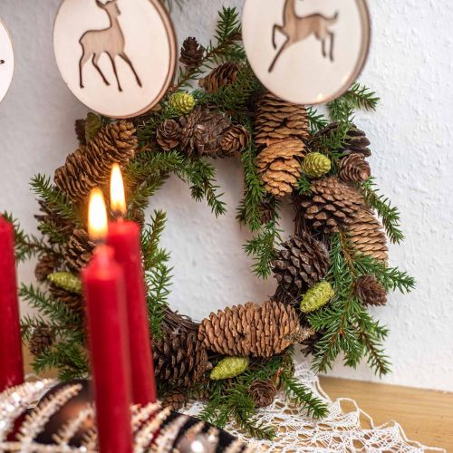 Floristik24 Wieniec Deco Jodła z Szyszkami Zielony Ø25cm