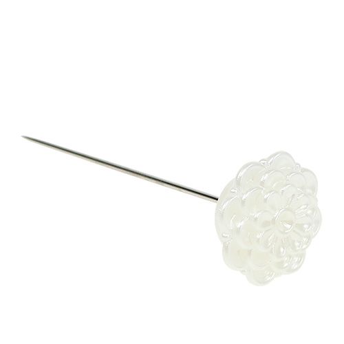 Floristik24 Ozdobny szpilkowy kwiatek biały Ø2cm W6cm 24 szt