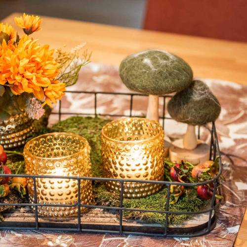 Floristik24 Dekoracja Grzybek Drewno/Filc Zielony 8cm - 15cm 4szt.