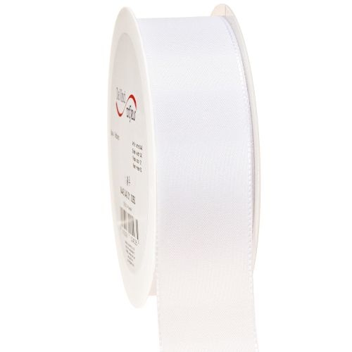 Floristik24 Wstążka dekoracyjna wstążka prezentowa biała poliestrowa 40mm 50m