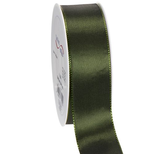Wstążka satynowa do pakowania prezentów, taftowa, zielona, szerokość 40mm, długość 5m