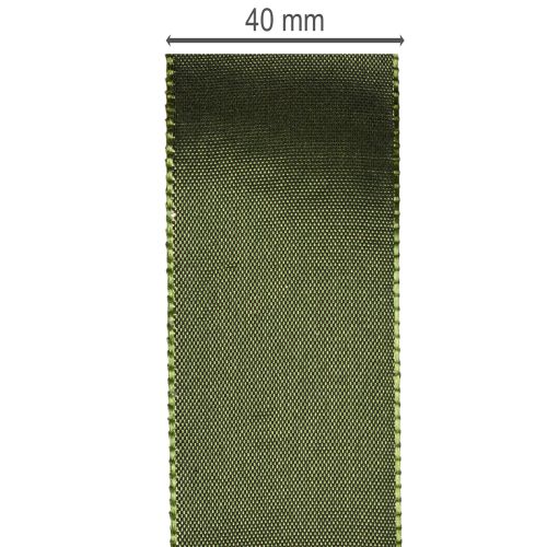 Wstążka satynowa do pakowania prezentów, taftowa, zielona, szerokość 40mm, długość 5m | Floristik24.pl
