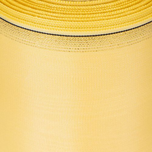Produkt Dekoracyjna wstążka do wieńca mory w kolorze żółtym ze złotym brzegiem, szerokość 100 mm, długość 25 m do florystyki i dekoracji
