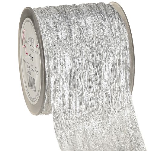 Wstążka dekoracyjna wstążka prezentowa wstążka stołowa srebrna lekka 75mm 15m