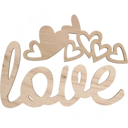 Floristik24 Serca &quot;Love&quot; ozdoba drewniana naturalna z tabliczką ozdobną na magnes 20,5/25cm 6 sztuk