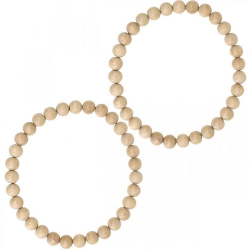 Produkt Ozdobny pierścionek drewniane koraliki natura wisząca dekoracja dekoracja stołu Ø19,5cm 2szt