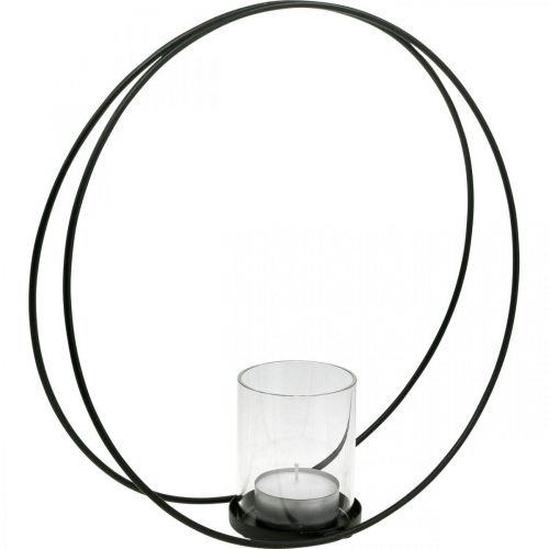 Produkt Ozdobny okrągły świecznik metalowy świecznik czarny Ø35cm