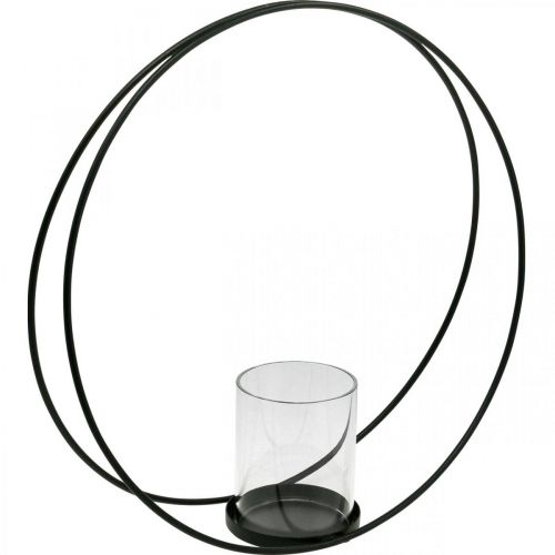 Ozdobny okrągły świecznik metalowy świecznik czarny Ø35cm