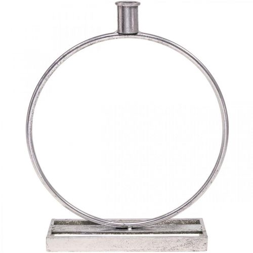 Floristik24 Ozdobny pierścień metalowy świecznik antyczne srebro Ø25cm W30,5cm